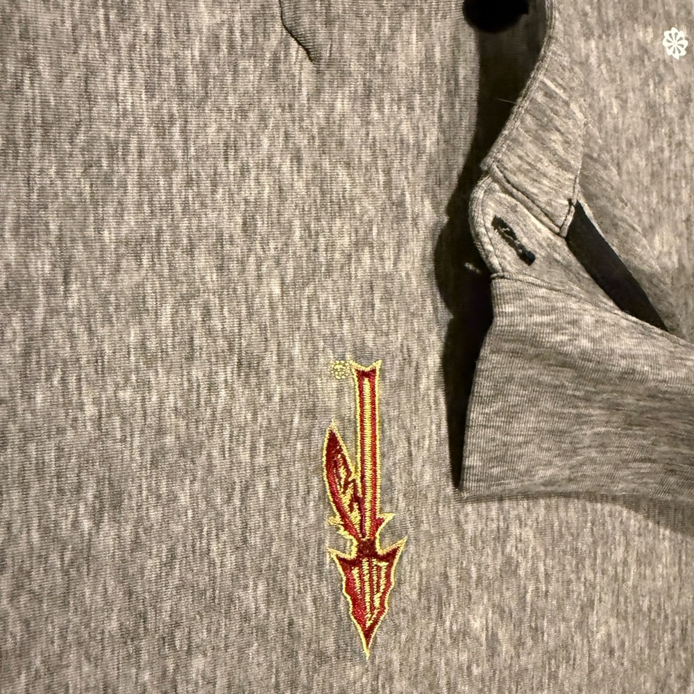 FSU Nike Heather Gray Polo with Embroidered Detail - Picture 4 of 5
